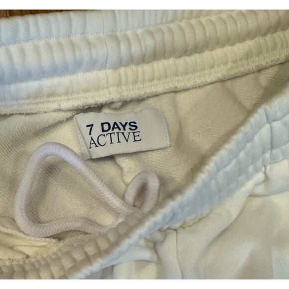 7 Days Active Small Unisex White joggers 100% Organic Cotton Sweatpants comfy - Picture 2 of 7
